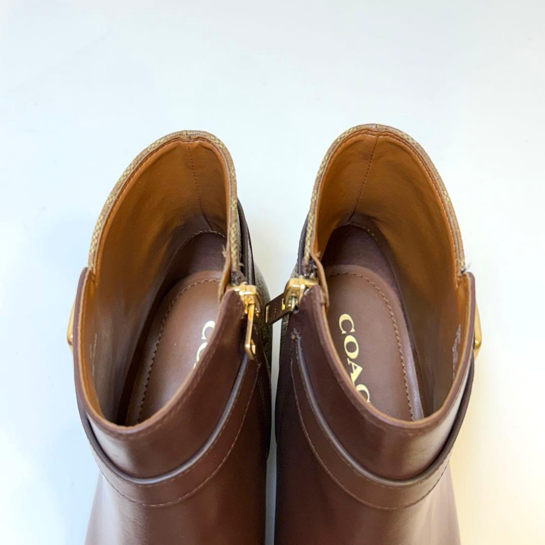 今日まで価格‼️(極美品)COACH ショートブーツ ブラウン 24.5cm