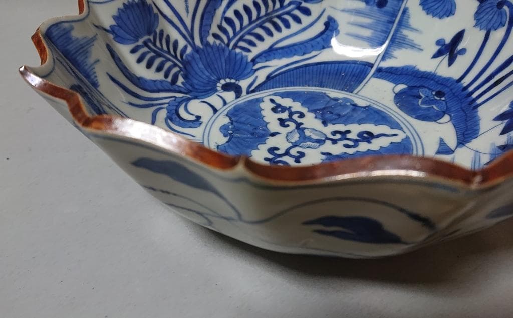 59　旧家蔵出し　古伊万里　輪花　染付　鉢　万暦年製銘