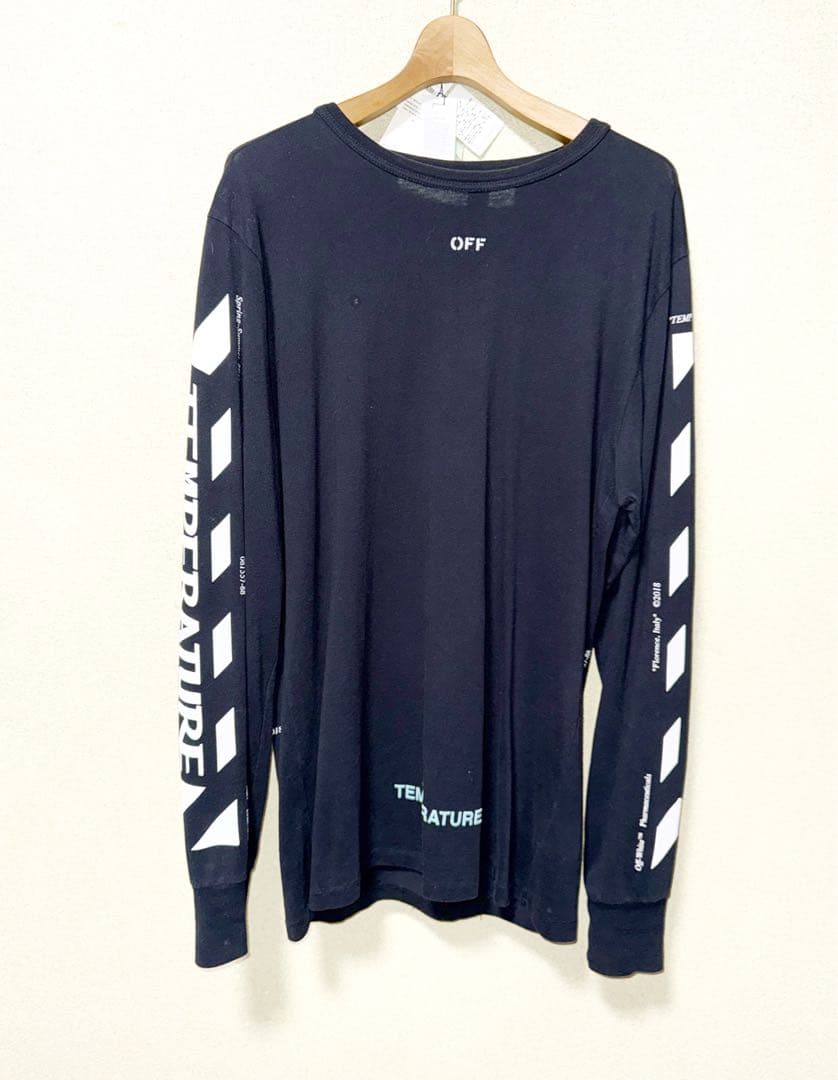 【タグ完備】OFF-WHITE 18SS 総柄プリントロンT Mサイズ