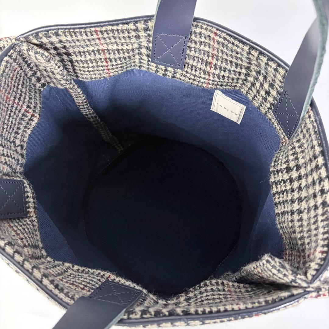 【美品】ラドロー　LUDLOW　ウール　ツイード　グレンチェック　トートバック