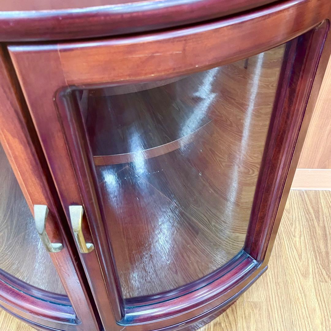 カリモク KARIMOKU コーナーキャビネット ガラス扉 木製 赤茶 オールド