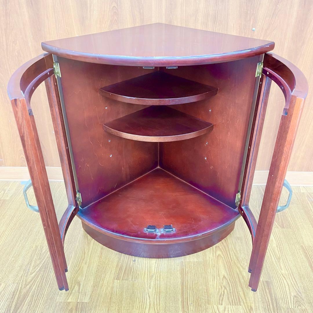 カリモク KARIMOKU コーナーキャビネット ガラス扉 木製 赤茶 オールド