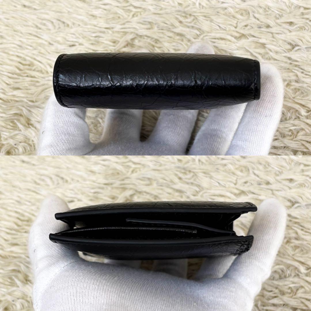 希少【未使用級】バレンシアガ 二つ折り財布 シワ加工 ブラック 594315