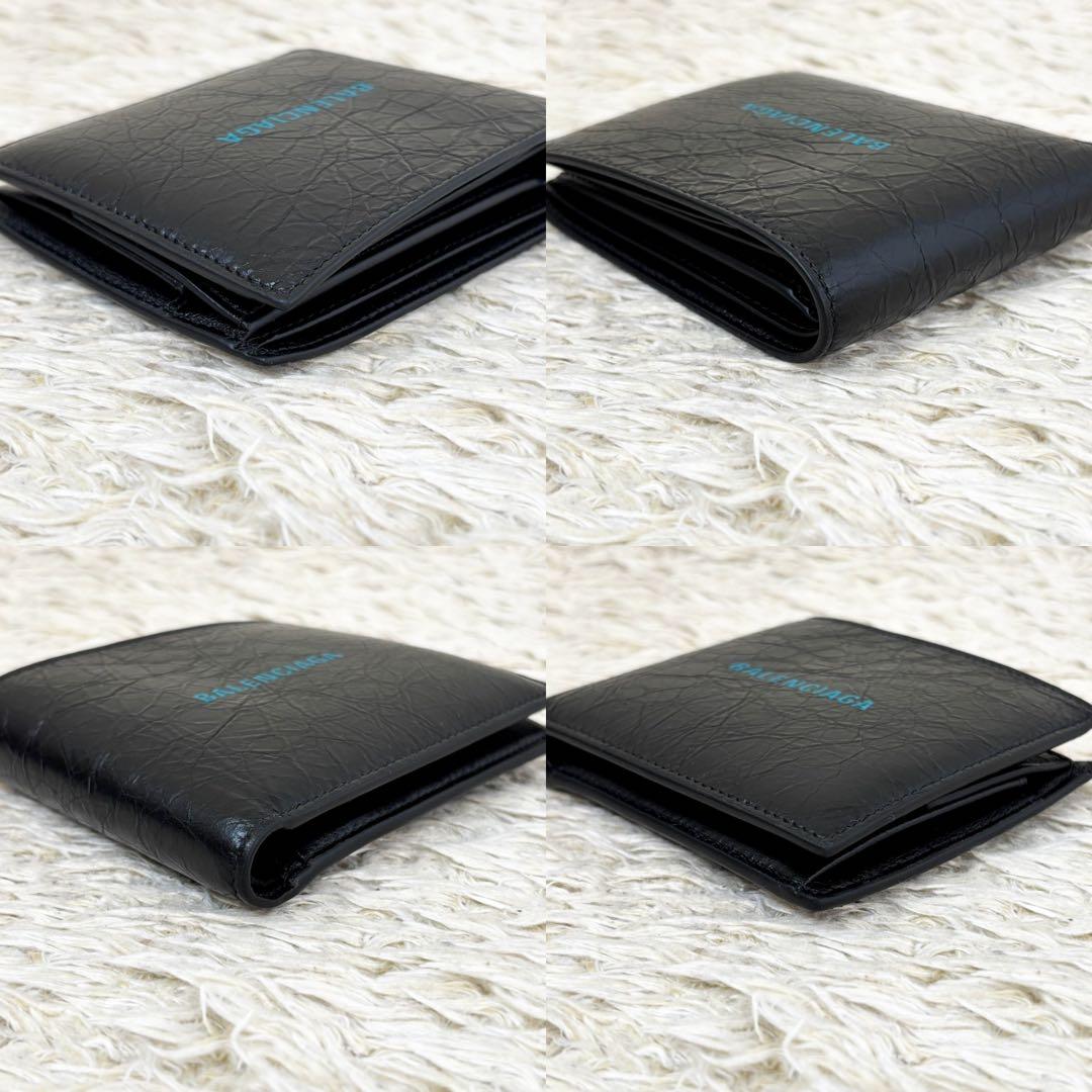 希少【未使用級】バレンシアガ 二つ折り財布 シワ加工 ブラック 594315