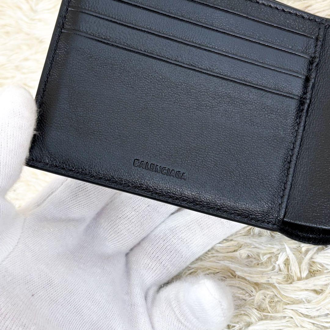 希少【未使用級】バレンシアガ 二つ折り財布 シワ加工 ブラック 594315