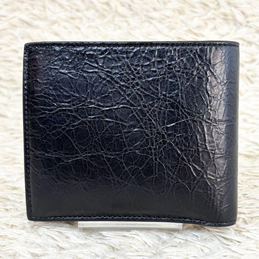 希少【未使用級】バレンシアガ 二つ折り財布 シワ加工 ブラック 594315