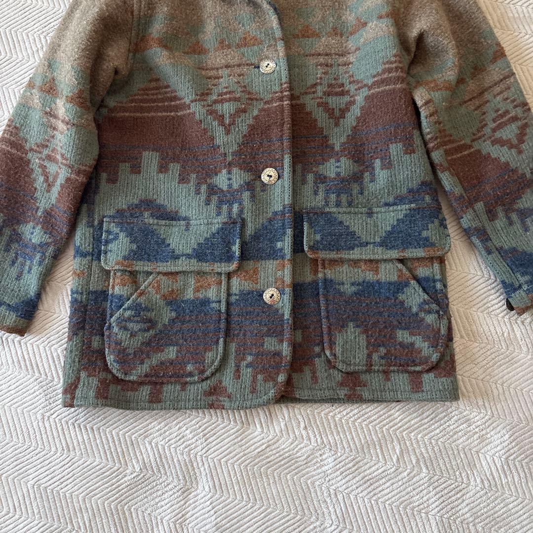 Wataru MiiウールジャケットL ネイティブ柄　銀B