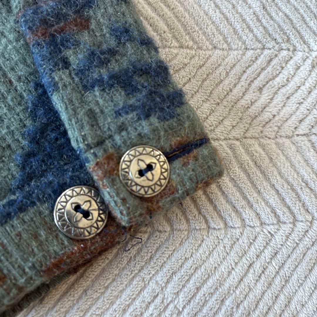 Wataru MiiウールジャケットL ネイティブ柄　銀B