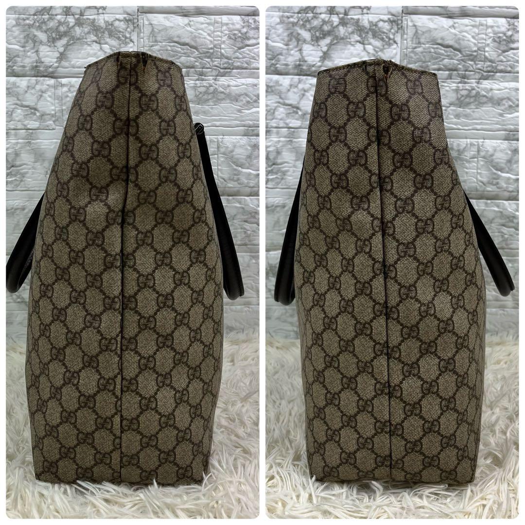 【美品】グッチ GGスプリーム トートバッグ ベージュ A4大容量 肩がけ