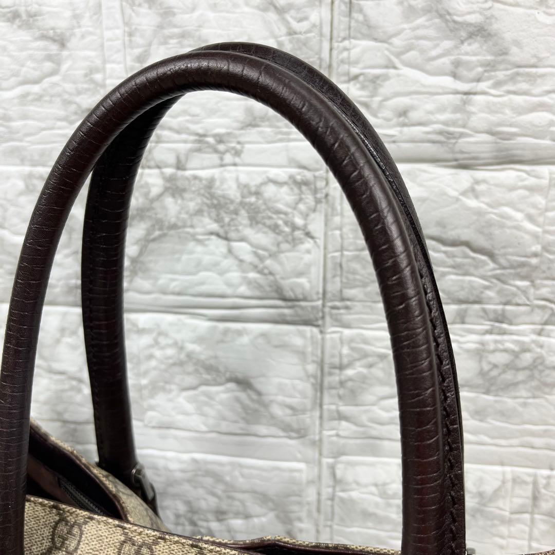 【美品】グッチ GGスプリーム トートバッグ ベージュ A4大容量 肩がけ