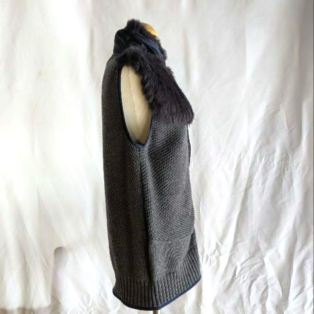 サカイsacai ラビットファー×ウールニットベストブルー系サイズ1