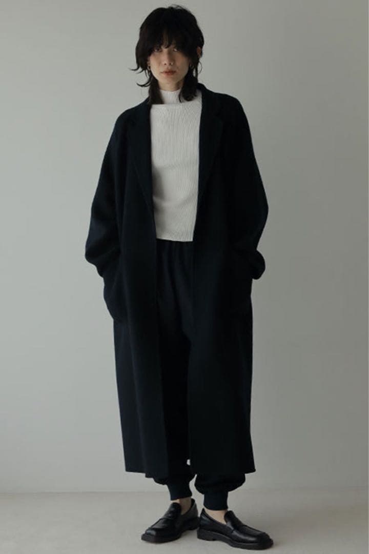 [新品未使用] ETRE TOKYO リバースストールロングコート Navy