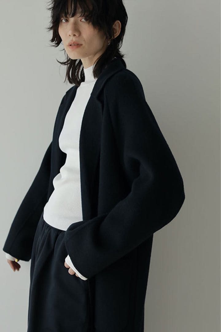 [新品未使用] ETRE TOKYO リバースストールロングコート Navy