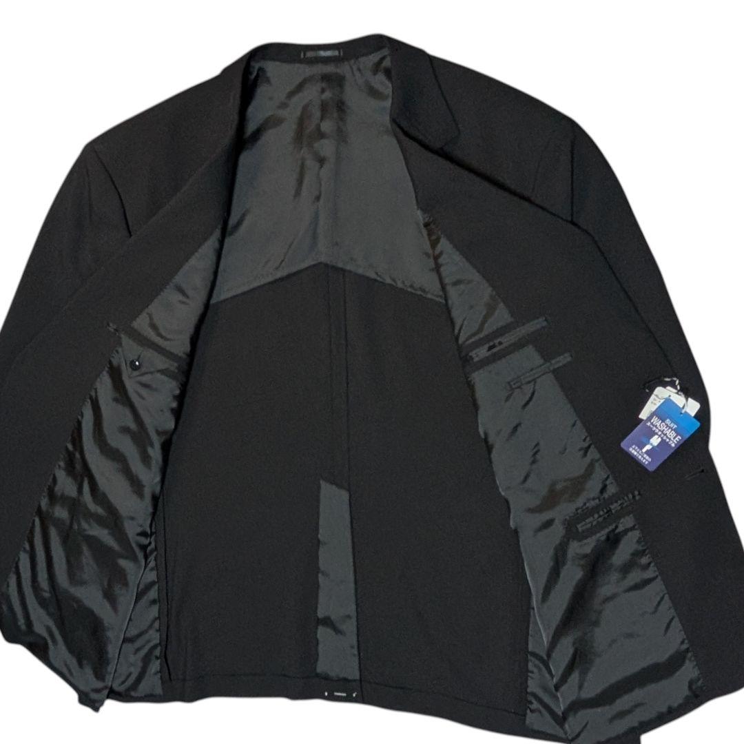 ７L 新品 大きい メンズ スーツ セットアップ 黒 共布付 洗える ストレッチ