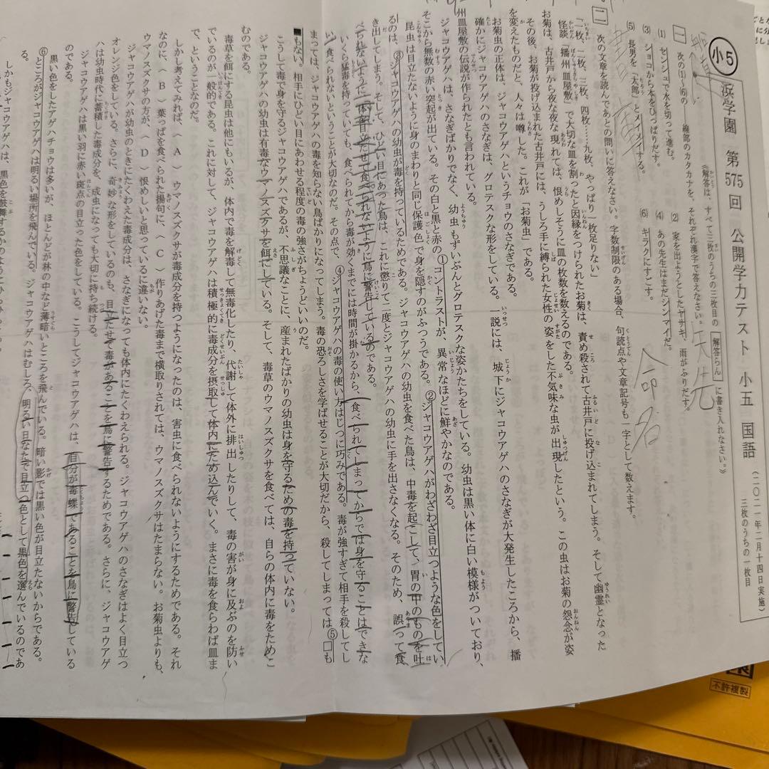 浜学園小5 最高レベル特訓１年分16冊フルセット解答解説付き&公開学力テスト4科