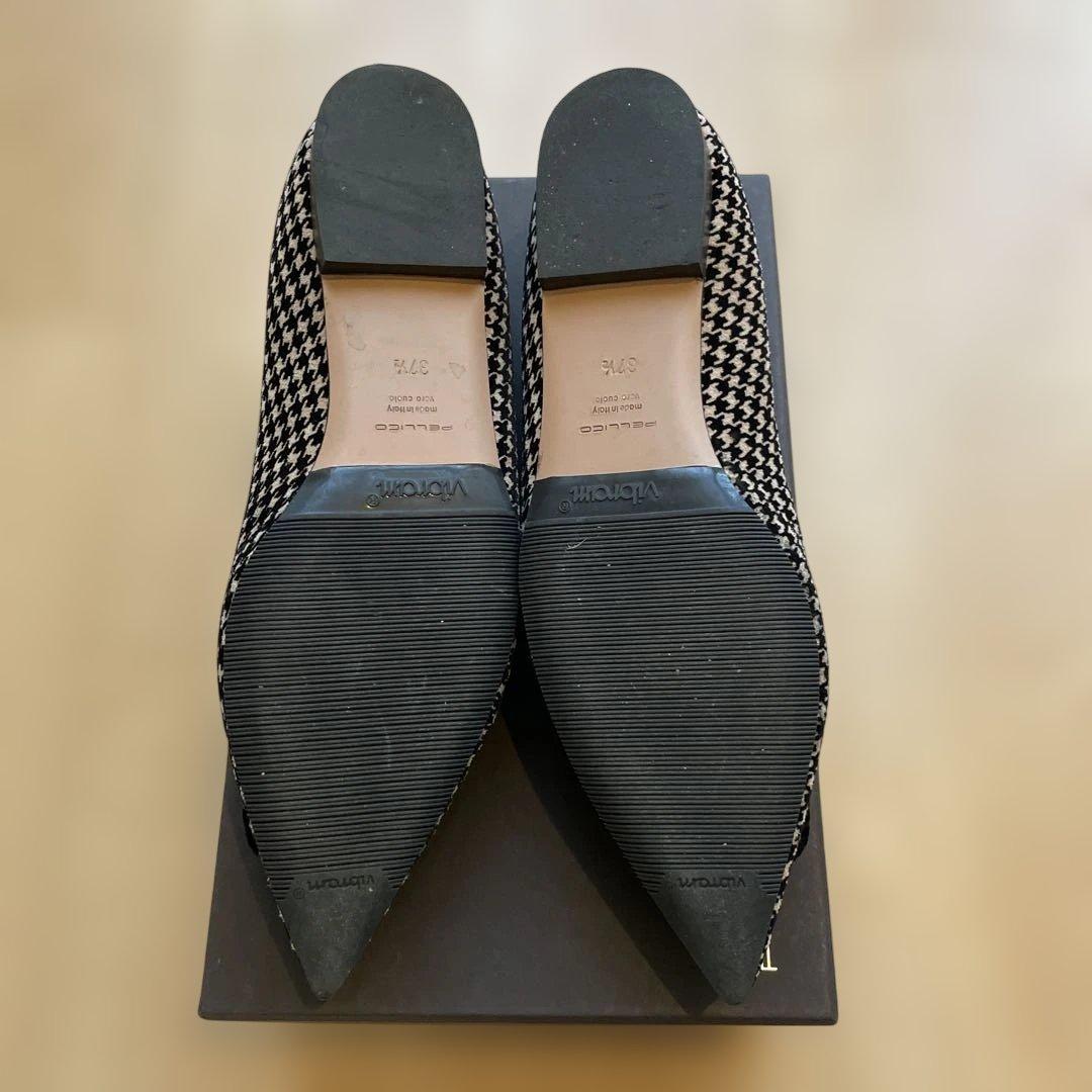 PELLICO 白黒ハウンドトゥース フラットシューズ　371/2
