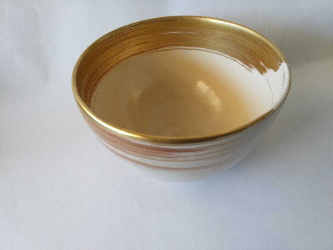 京焼 田中寿宝 作 仁清写 金襴 刷毛目 茶碗 茶道具 共箱 共布 栞 美品