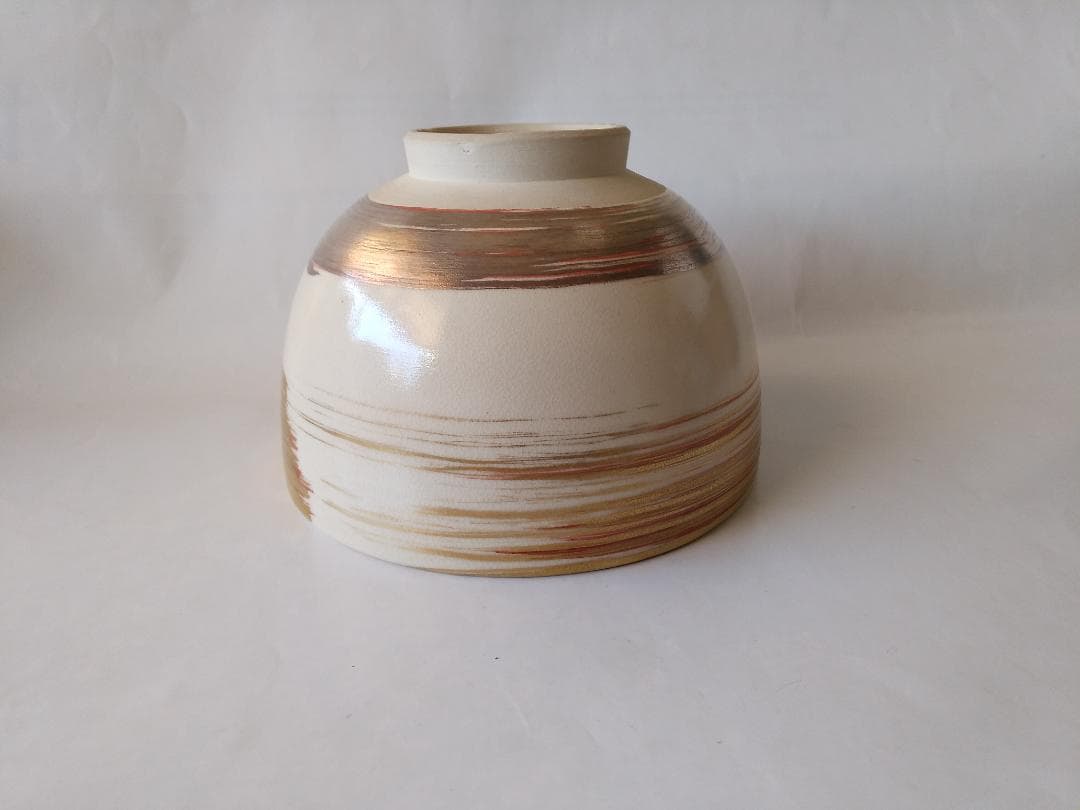 京焼 田中寿宝 作 仁清写 金襴 刷毛目 茶碗 茶道具 共箱 共布 栞 美品