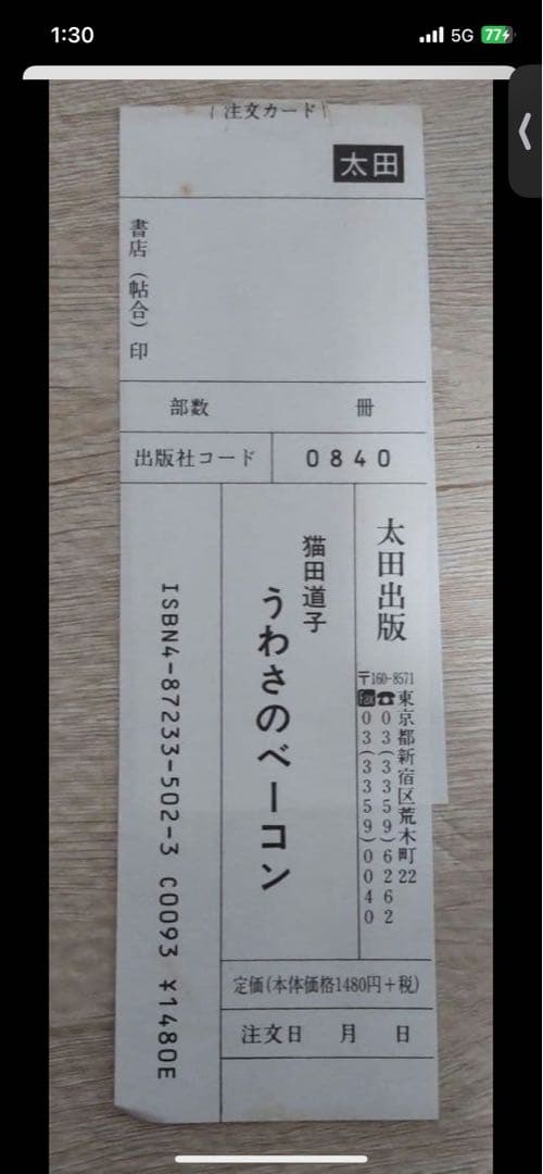 【激レア!!】うわさのベーコン　猫田道子　初版　希少　訳あり