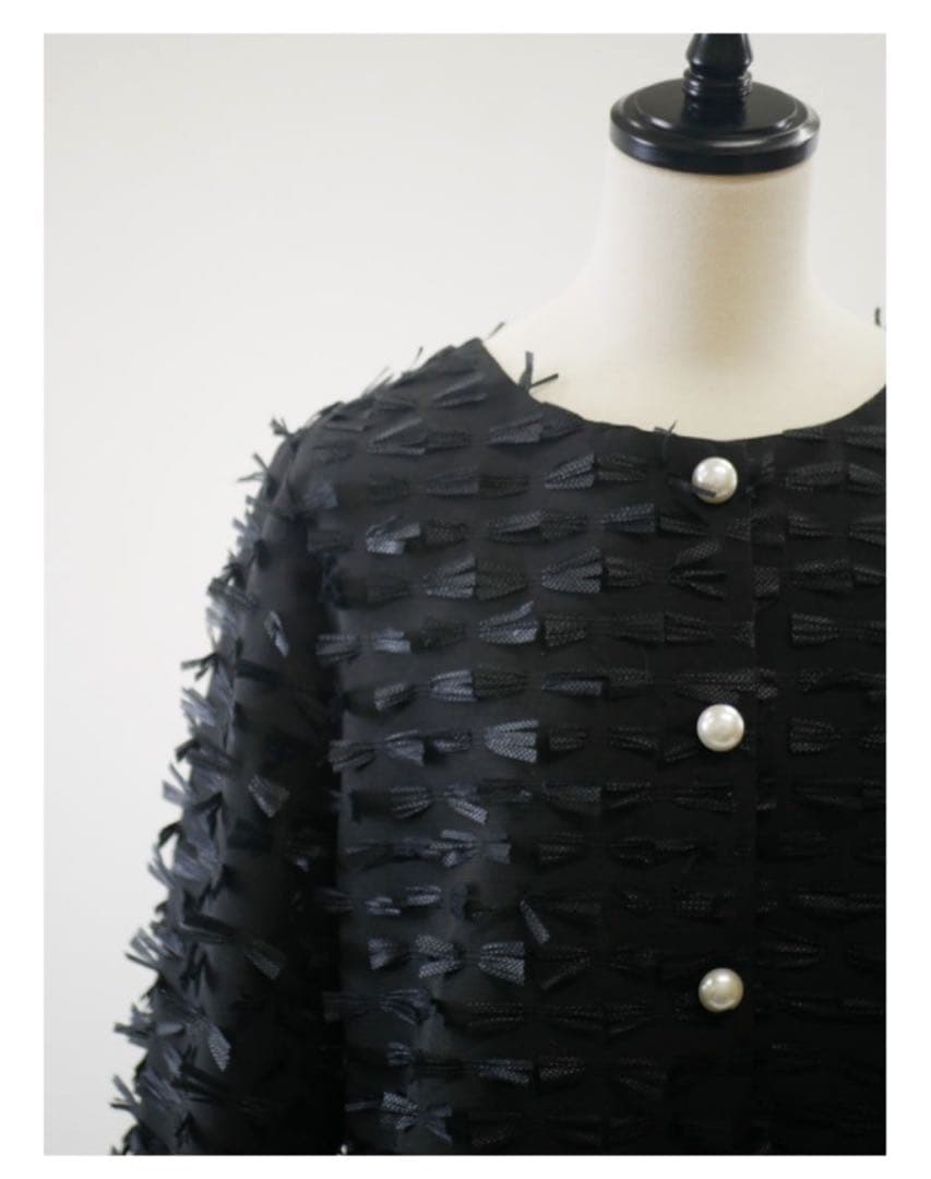 BéBéoD Ribbon design pearl button jacket