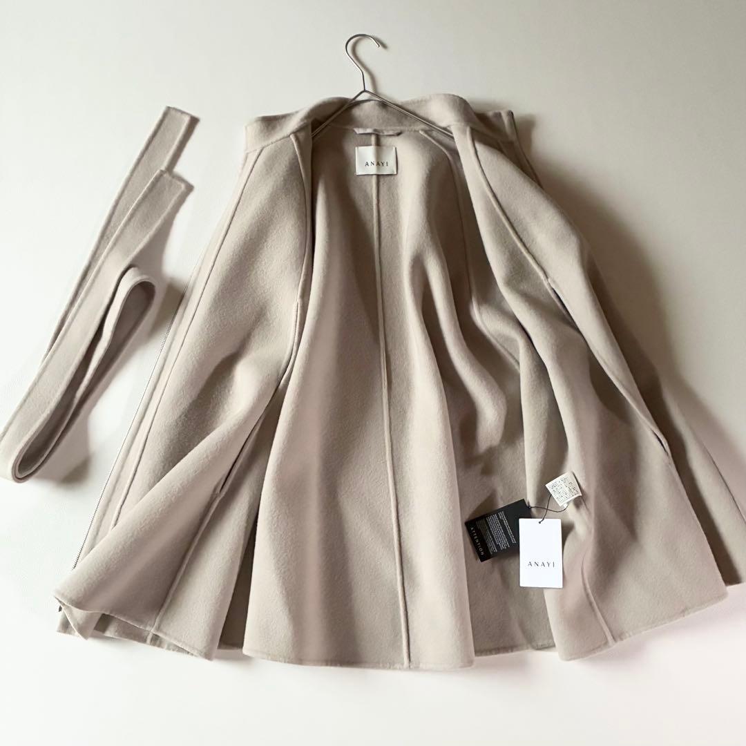 新品タグ付き✨アナイ　2023AW　ミドルケープコート　ウール　ベルト付き