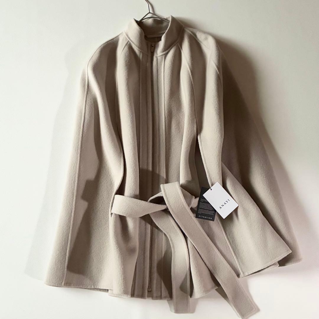 新品タグ付き✨アナイ　2023AW　ミドルケープコート　ウール　ベルト付き