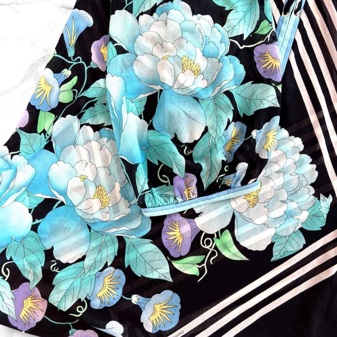 美品✨LEONARD シアーチュニックブラウス レースアップ 40 花柄