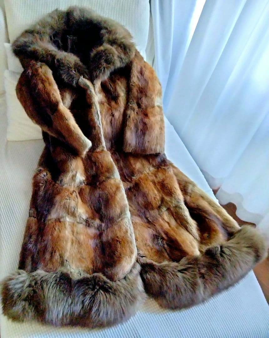 未使用品❤毛皮ロングコートリアルファー 毛皮コートブラウン