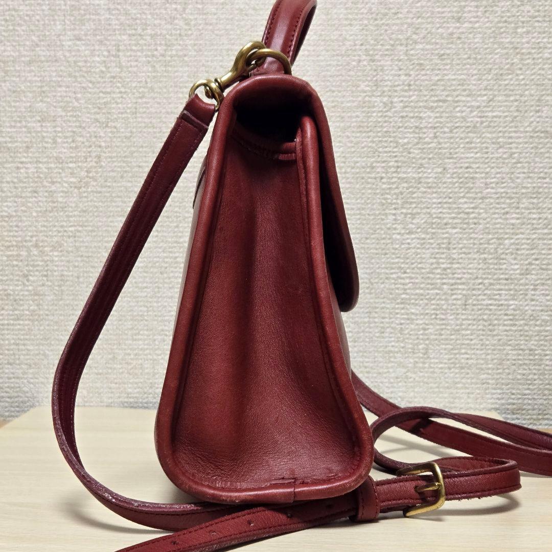 オールドコーチ 9985 ターンロック トップハンドル ハンドバッグ レッド