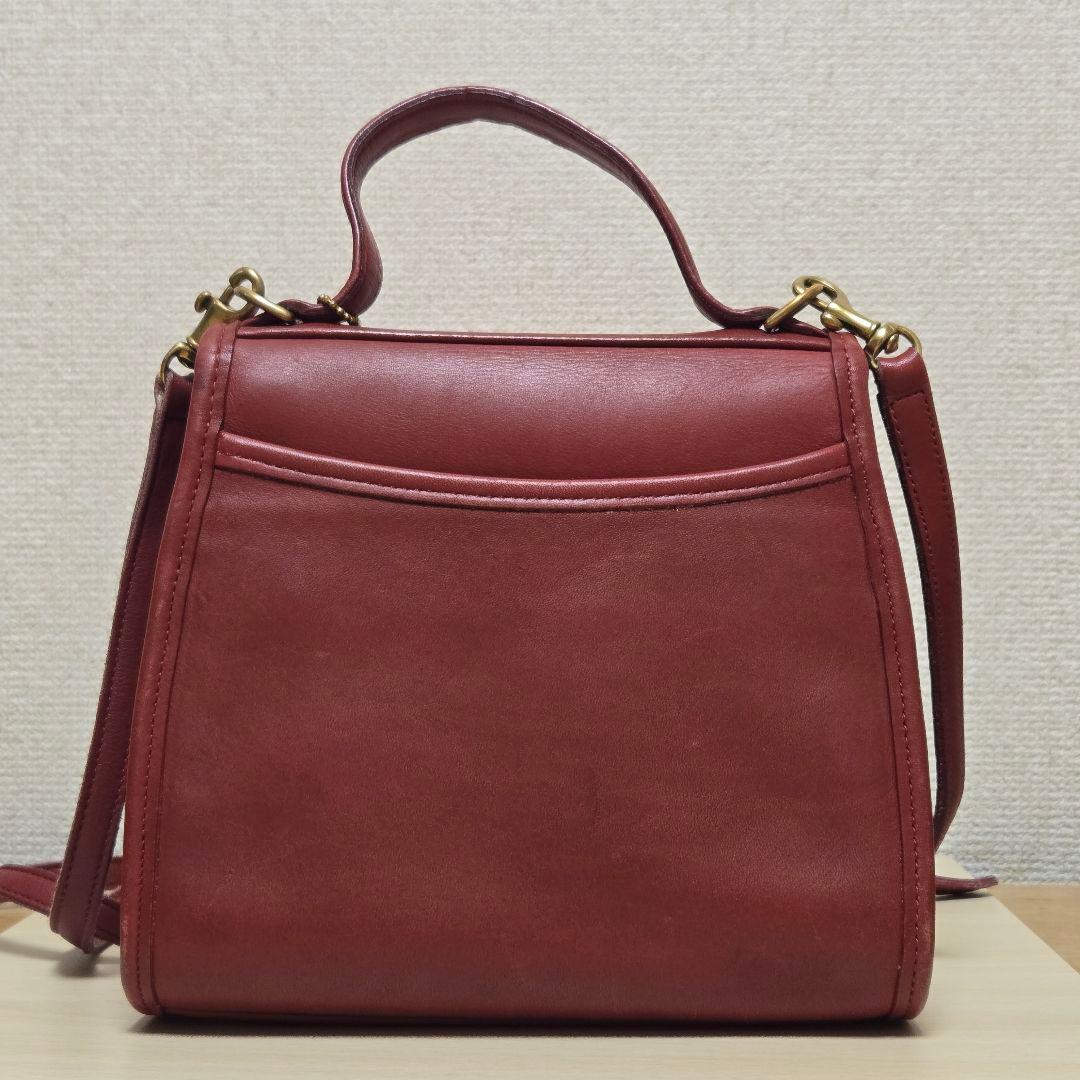 オールドコーチ 9985 ターンロック トップハンドル ハンドバッグ レッド