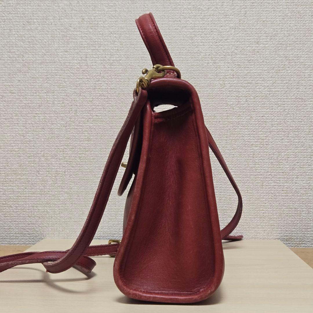 オールドコーチ 9985 ターンロック トップハンドル ハンドバッグ レッド