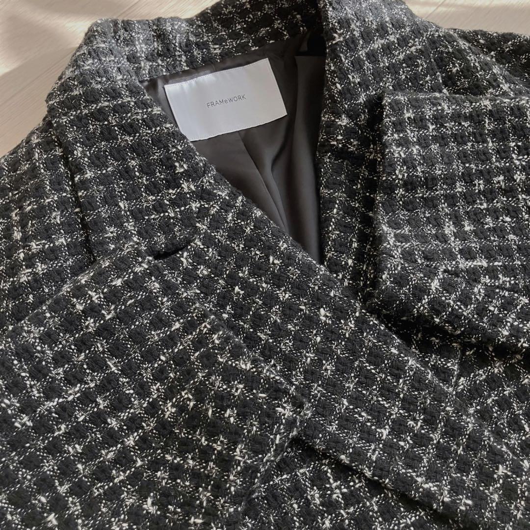 【美品】FRAMeWORK ツィードダブルブレストジャケット コート