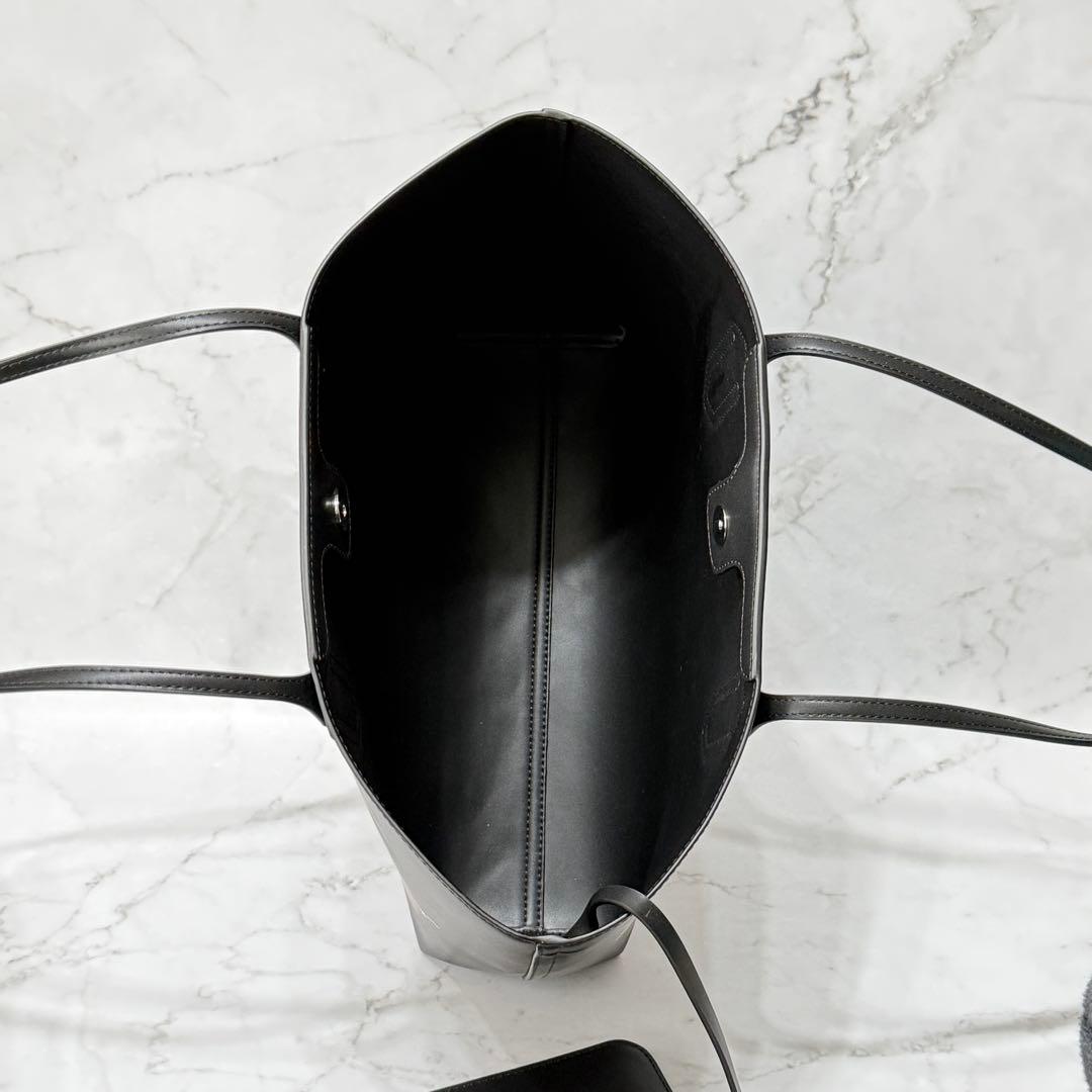 【美品】 EMPORIO ARMANI プリント ロゴ ポーチ付き トートバッグ