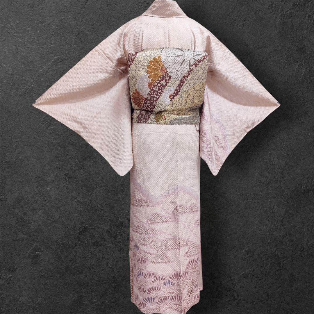 ❰6552❱ フルセット　訪問着　総絞り　袋帯　帯締め　帯揚げ　正絹　着物