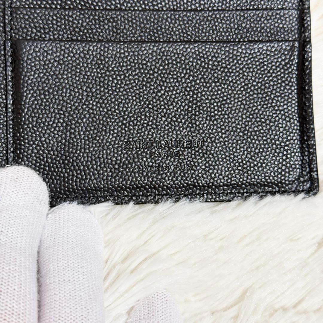 美品　サンローラン　マネークリップ　キャビアスキン　札入れ　ブラック