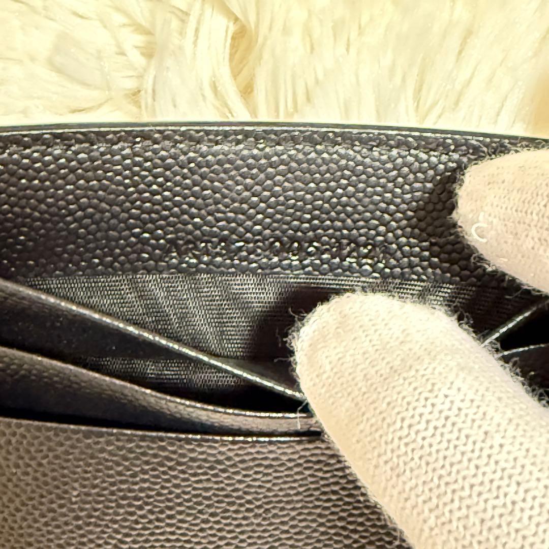 美品　サンローラン　マネークリップ　キャビアスキン　札入れ　ブラック