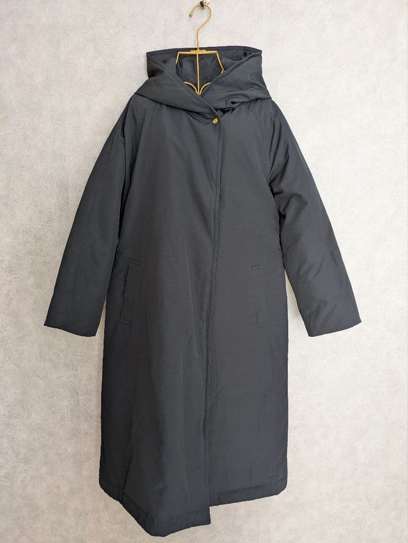 ★IEDIT イディット ロング丈 ダウンコート 撥水加工 ネイビー L