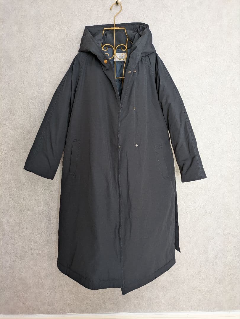 ★IEDIT イディット ロング丈 ダウンコート 撥水加工 ネイビー L