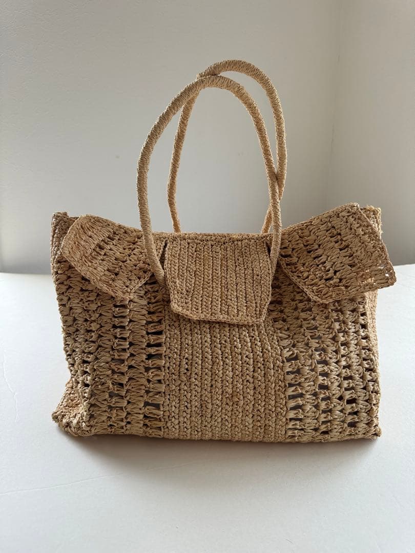 【MAISON N.H PARIS 】ラフィア ＤＡＨＬＩＡ　トートバッグ