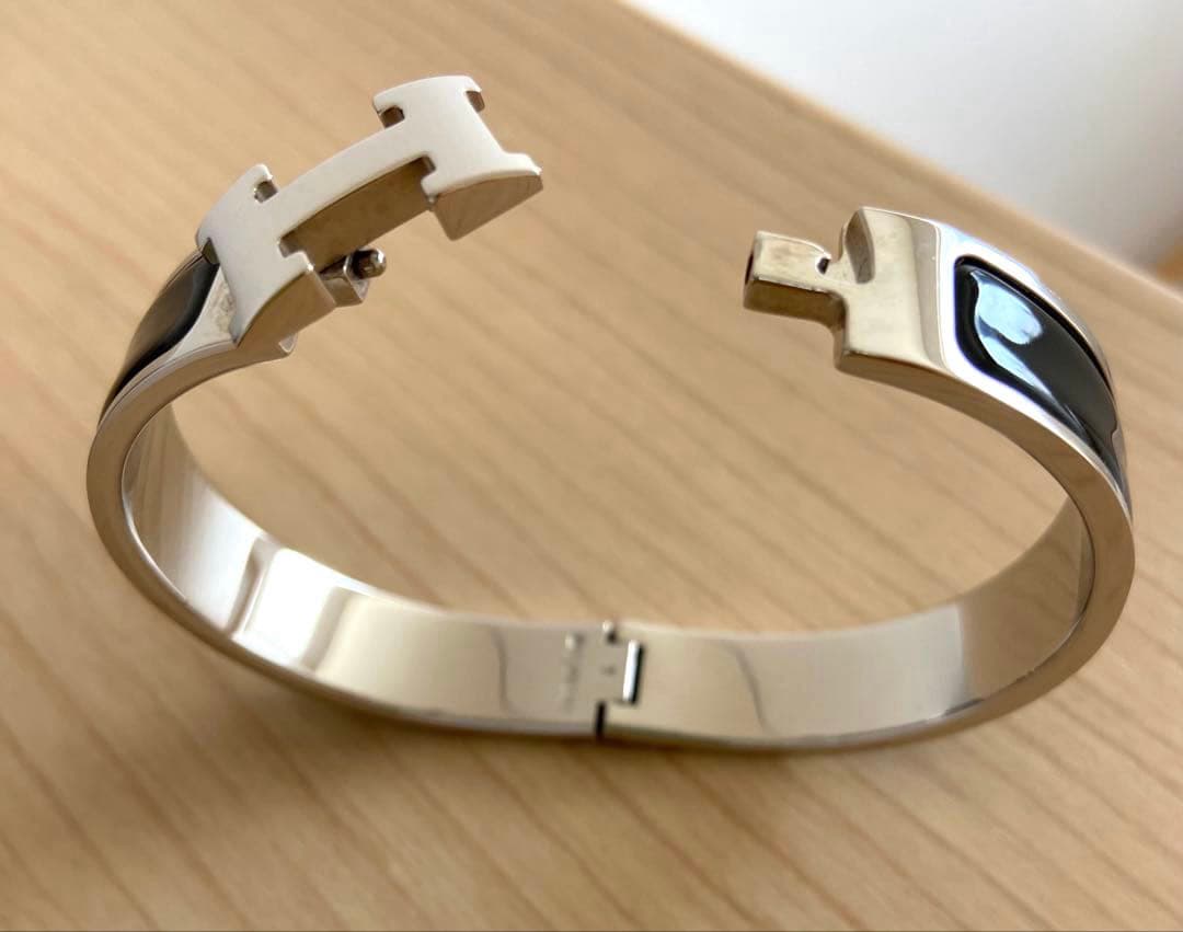 エルメス ブレスレット バングル クリックH ブラック シルバー HERMES