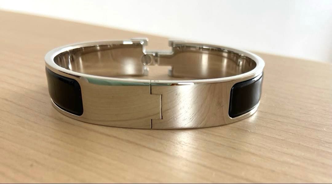 エルメス ブレスレット バングル クリックH ブラック シルバー HERMES