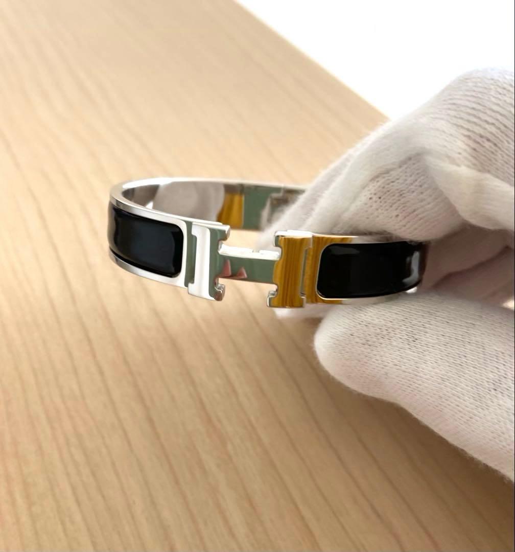 エルメス ブレスレット バングル クリックH ブラック シルバー HERMES