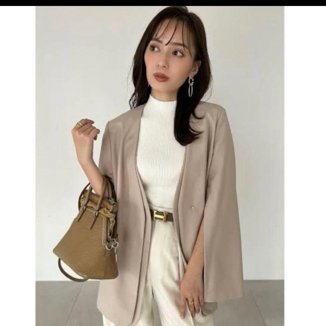 anuans レイヤードカラースリットスリーブジャケット ベージュ