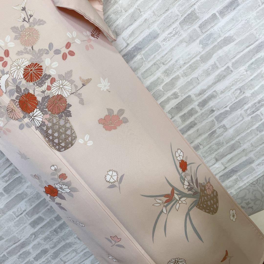 訪問着　フルセット　花籠　桜や花々　金彩加工　金駒刺繍　着物　Q5