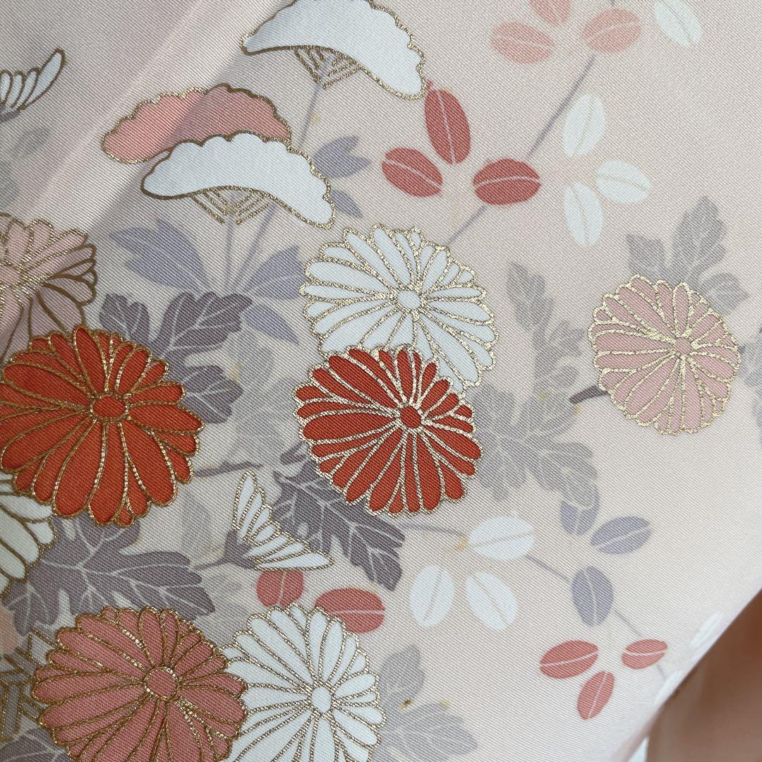 訪問着　フルセット　花籠　桜や花々　金彩加工　金駒刺繍　着物　Q5