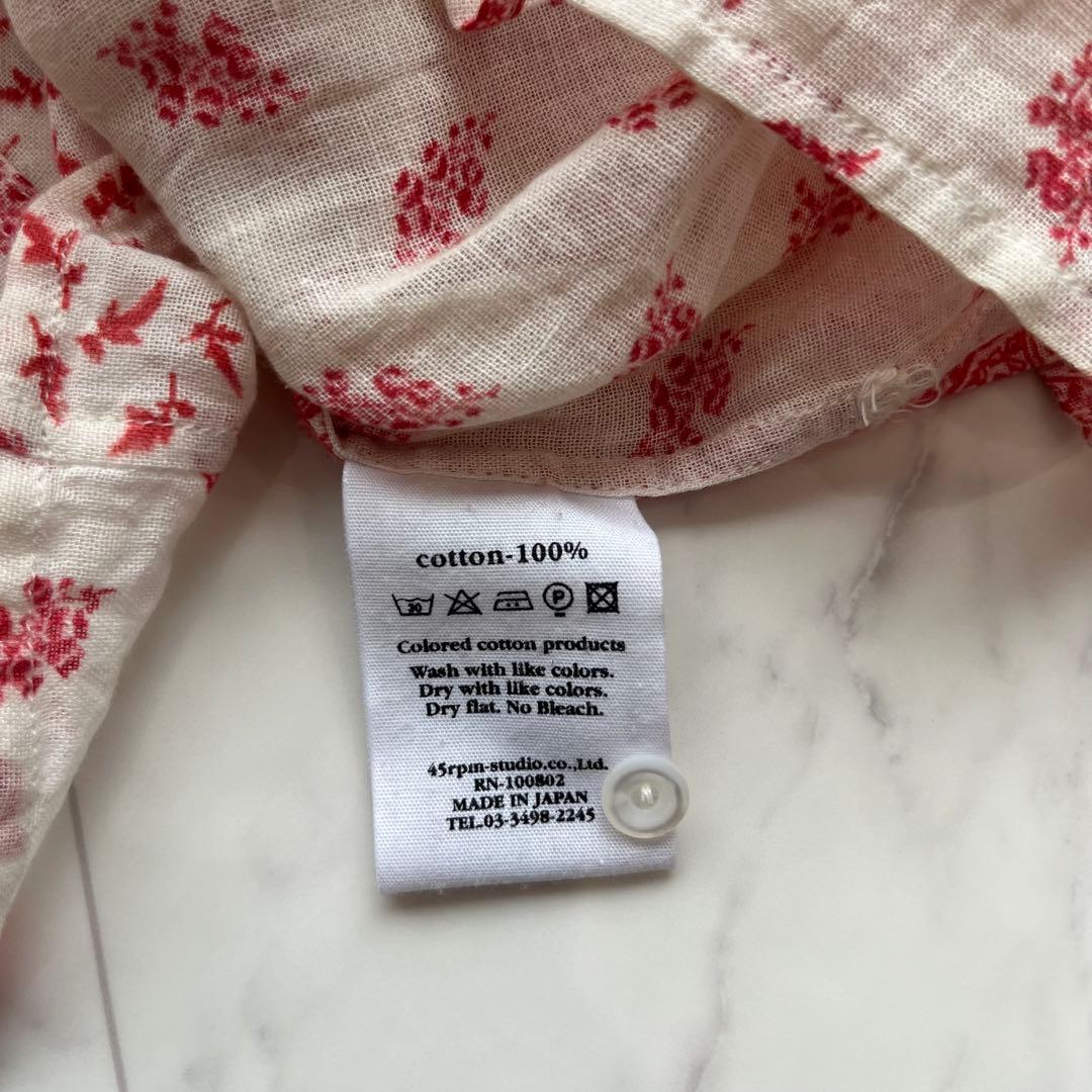 45R 小花柄 ×ペイズリー柄　パッチワーク チュニック コットン　日本製