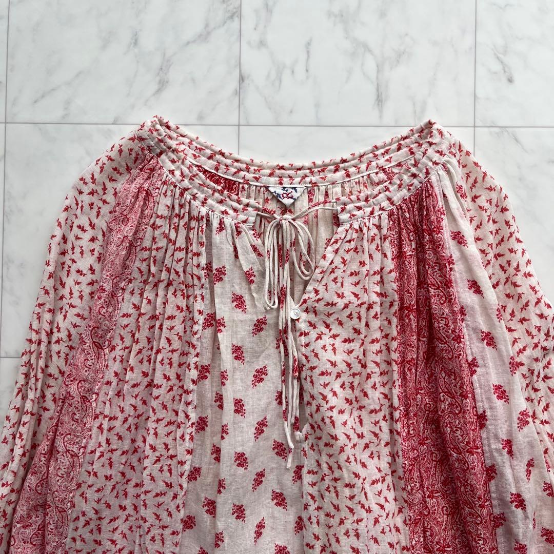 45R 小花柄 ×ペイズリー柄　パッチワーク チュニック コットン　日本製