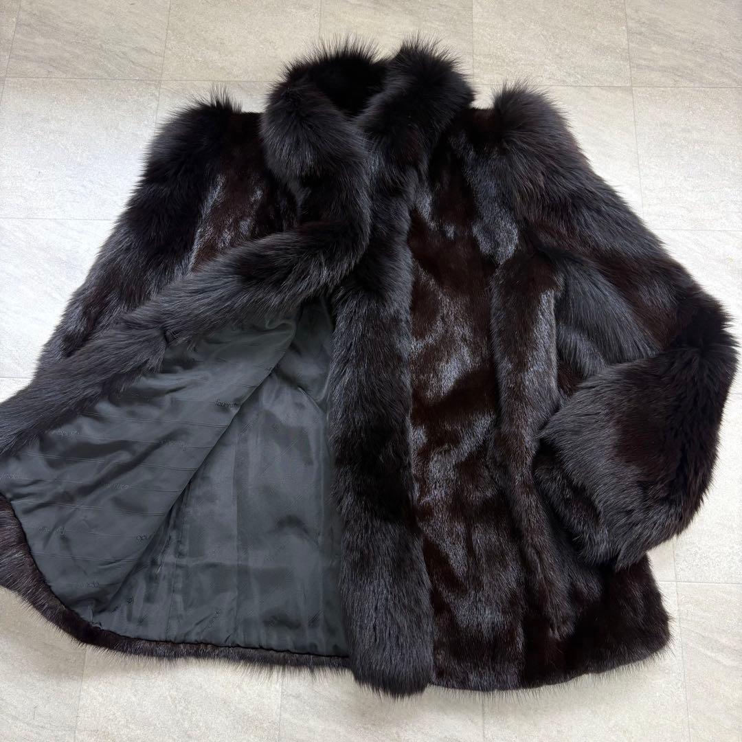 美品　SAGA MINK サガミンク 毛皮コート ミンク フォックス 切り替え