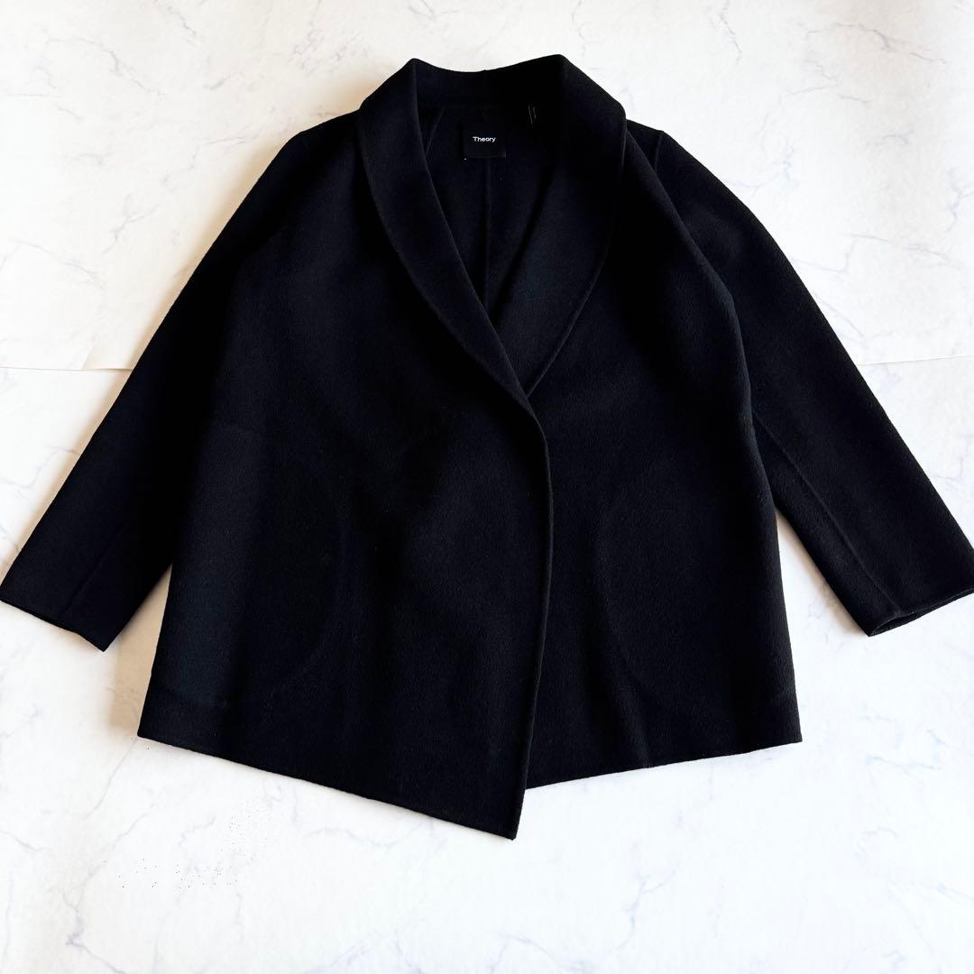 現行タグ 近年モデル セオリー カシミヤ混 ダブルフェイス ショールカラーコート