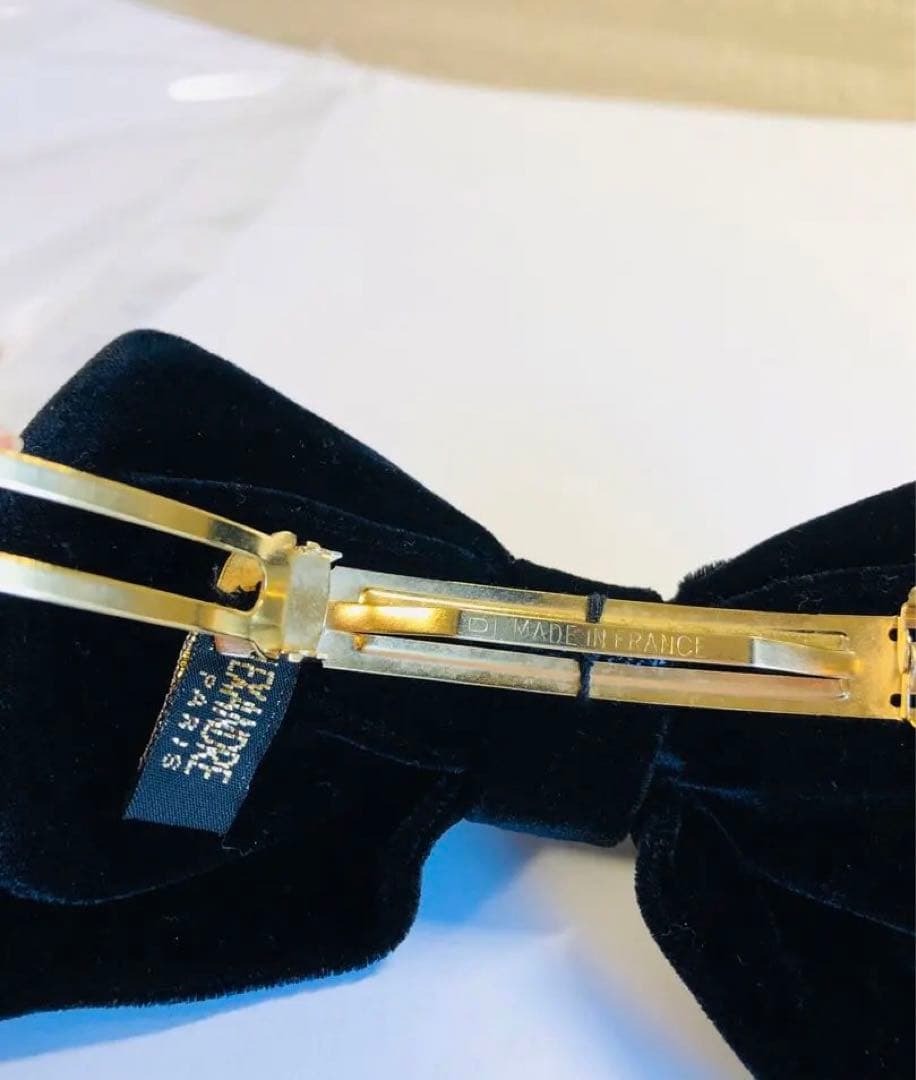 アレクサンドルドゥパリ　ベロアリボンバレッタ 濃紺カラー